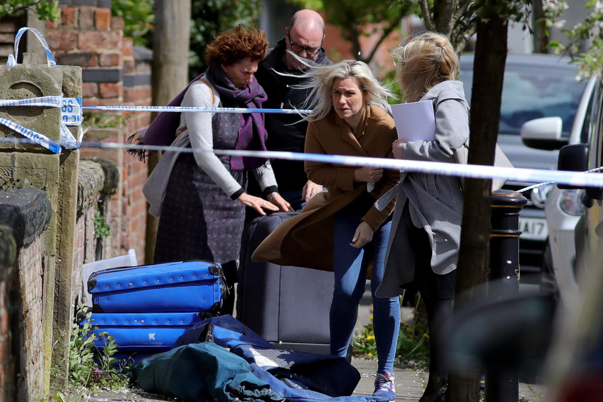 'Devastated': Mr Samwell's wife Jessica returned to their house the the scene of his death: Christopher Furlong/Getty Images