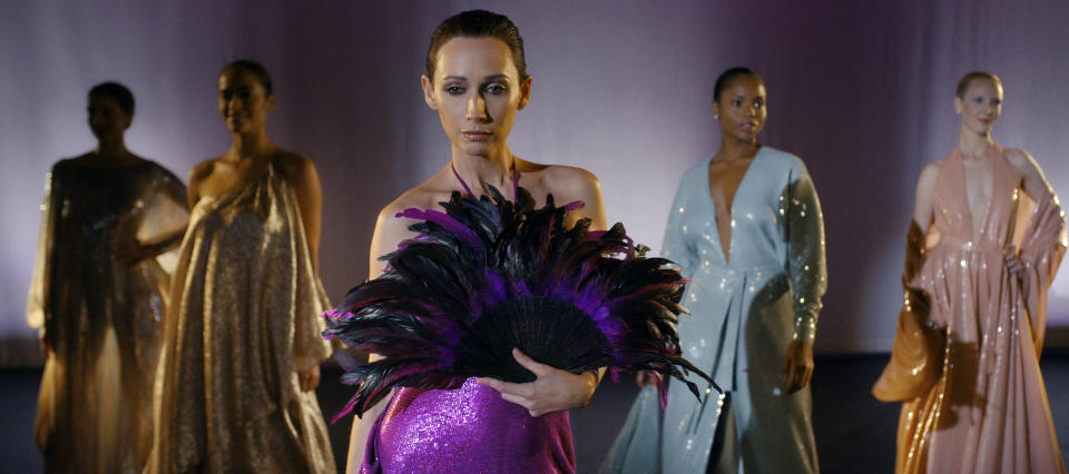 This image released by Netflix shows Rebecca Dayan as Elsa Peretti in a scene from "Halston," premiering Friday. (Netflix via AP)