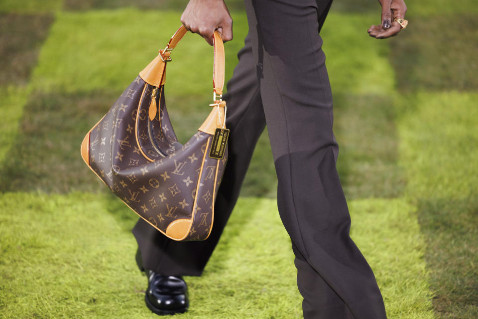 A model wears a creation as part of the Louis Vuitton Spring Summer 2025 collection, that was presented in Paris, Tuesday, June 18, 2024. (Photo by Vianney Le Caer/Invision/AP)