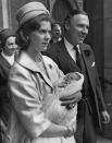 <p>Princess Margaretha of Sweden with her daughter, Sybilla Louise Ambler and her husband John Ambler leaving St. Paul's church Knightsbridge in London on May 6, 1965.</p>