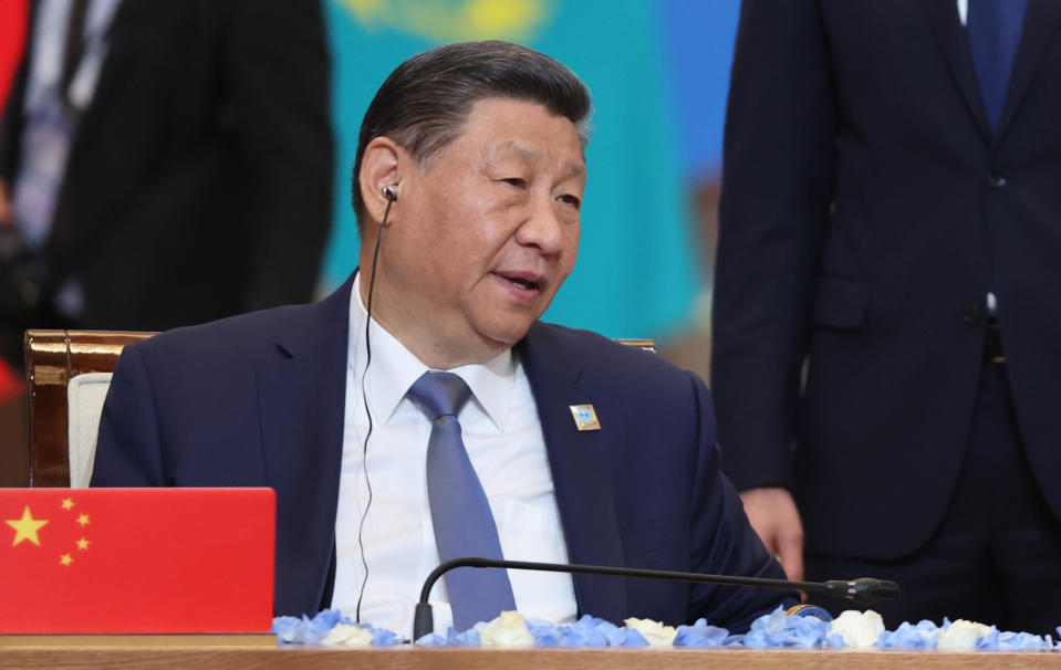 Chinese President Xi Jinping attends the Shanghai Cooperation Organisation (SCO) summit in Astana, Kazakhstan, Thursday, July 4, 2024. (Sergey Savostyanov, Kremlin Pool Photo via AP)