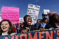 <p>Demonstrators shout as they hold a banner during the Chattanooga Women’s March on Saturday, Jan. 20, 2018, in Chattanooga, Tenn. (Photo: Doug Strickland/Chattanooga Times Free Press via AP) </p>