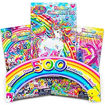 NS Lisa Frank Sticker Pad - Over 600 Stickers School Supplies Party Favors and Majesty Unicorn Rainbow Birthday Party Gift