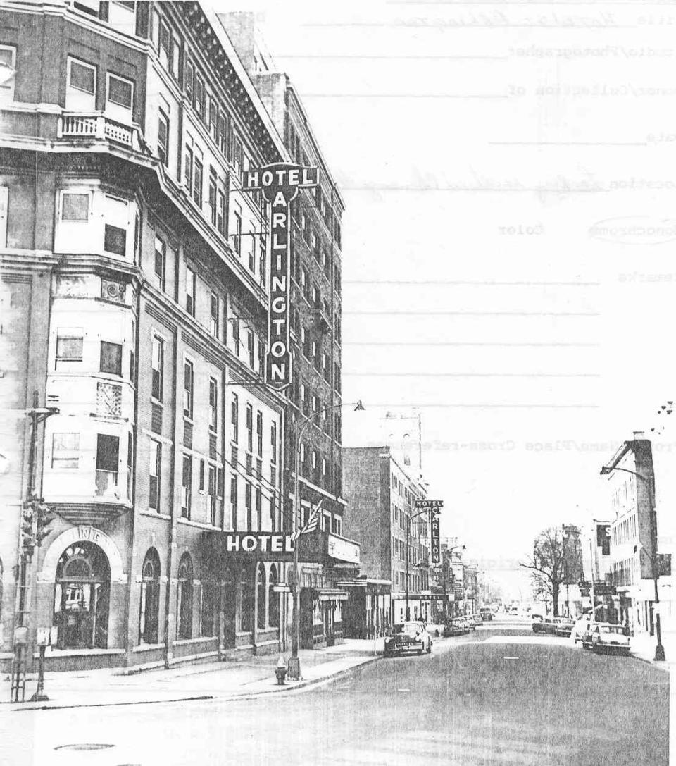 The Arlington Hotel on Chenango Street as it appeared about 1930.