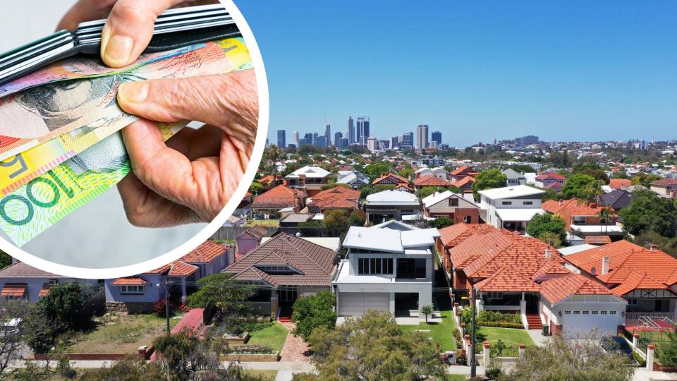 Money in wallet and houses in Perth