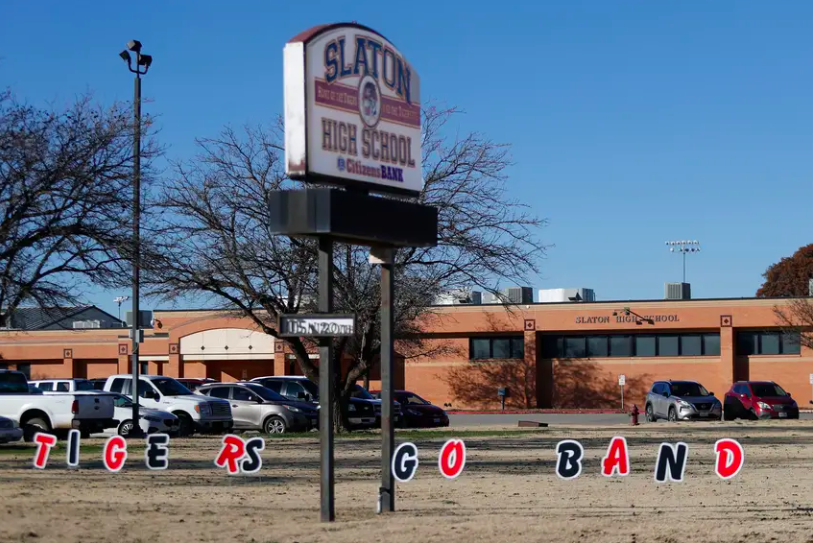 A federal civil rights lawsuit alleges racial discrimination by school officials against students at the high school in Slaton, about 17 miles south of Lubbock. (Mark Rogers for The Texas Tribune)
