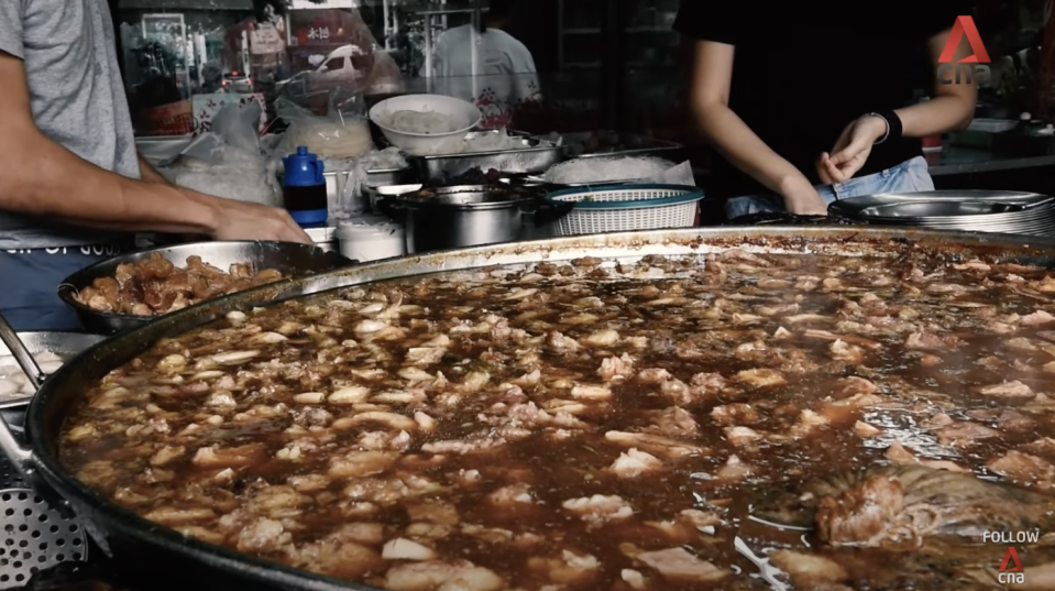 huge pot of stew in a kitchen