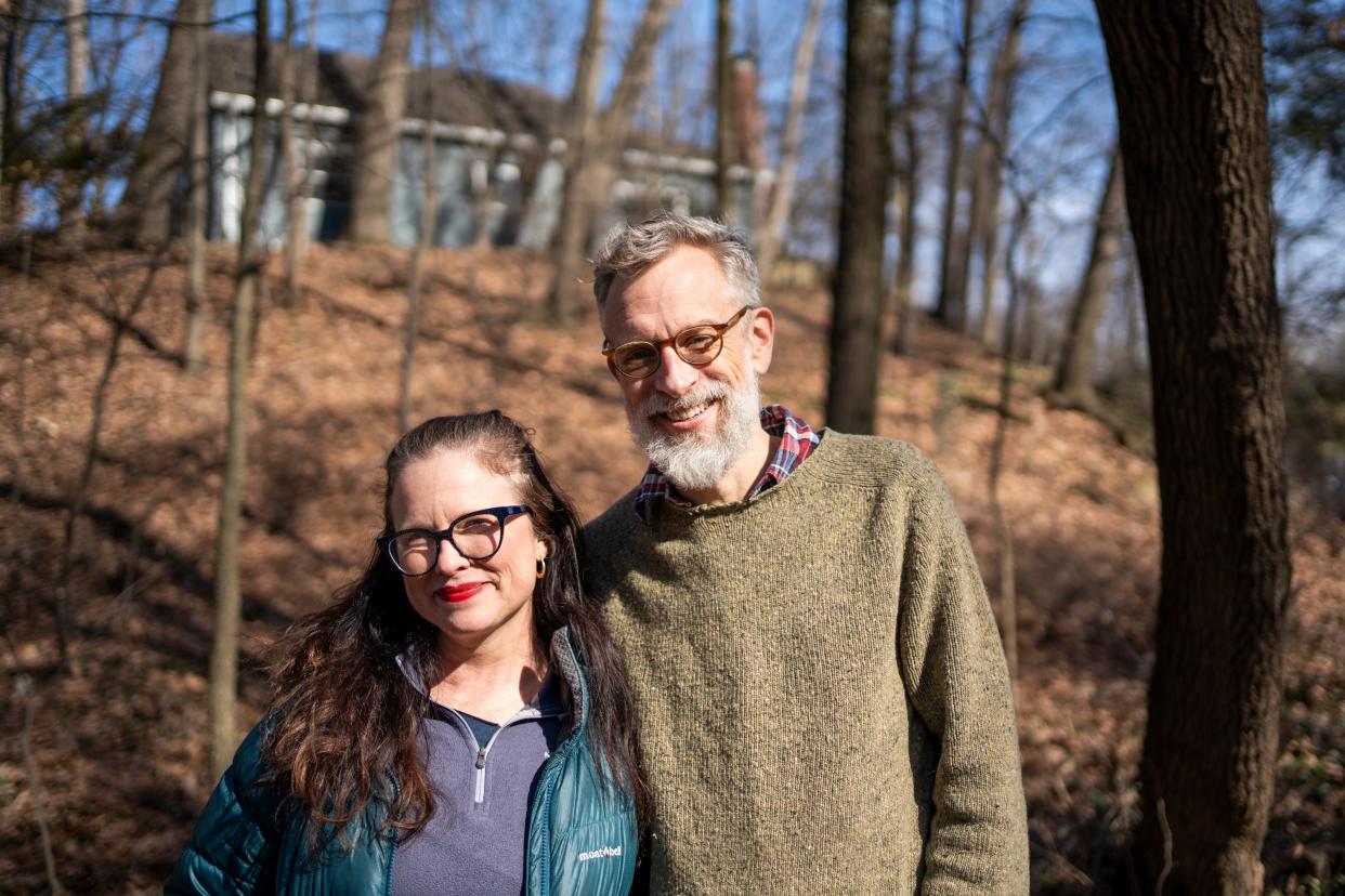 Amelia Menk Brown and David Brown have been working with the city about solutions for storm water runoff that goes through their property. THe couple has lived along Wahalla Road for 12 years.