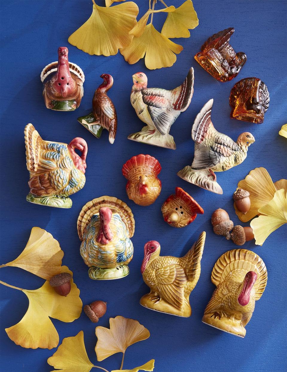 <p>Let the chilly weather outside be your inspiration for choosing warm finds at your local antiques shop storefront or online store. Seasonal collectibles, like these ceramic turkey figures and salt and pepper shakers, make for a festive holiday table or buffet.</p>