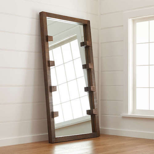 Stilt Dark Brown Wood Floor Mirror, Bathroom Mirrors