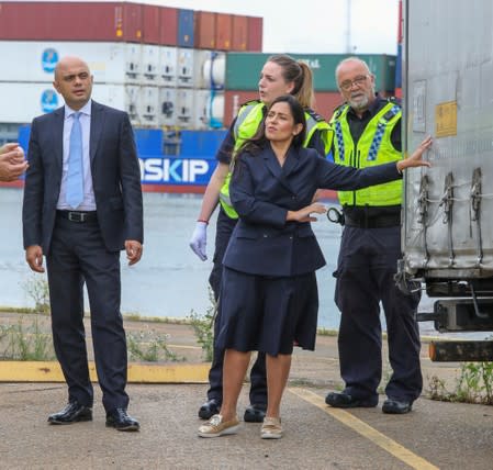 Chancellor of the Exchequer Sajid Javid and Home Secretary Priti Patel visits Tilbury Docks
