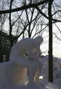 A snow sculpture of Auguste Rodin's 'Thinker' is displayed at Odori Koen during the 57th Sapporo Snow Festival in 2006 in Sapporo, Hokkaido, Japan.