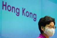 Hong Kong Chief Executive Carrie Lam speaks during news conference over planned changes to the electoral system, in Hong Kong