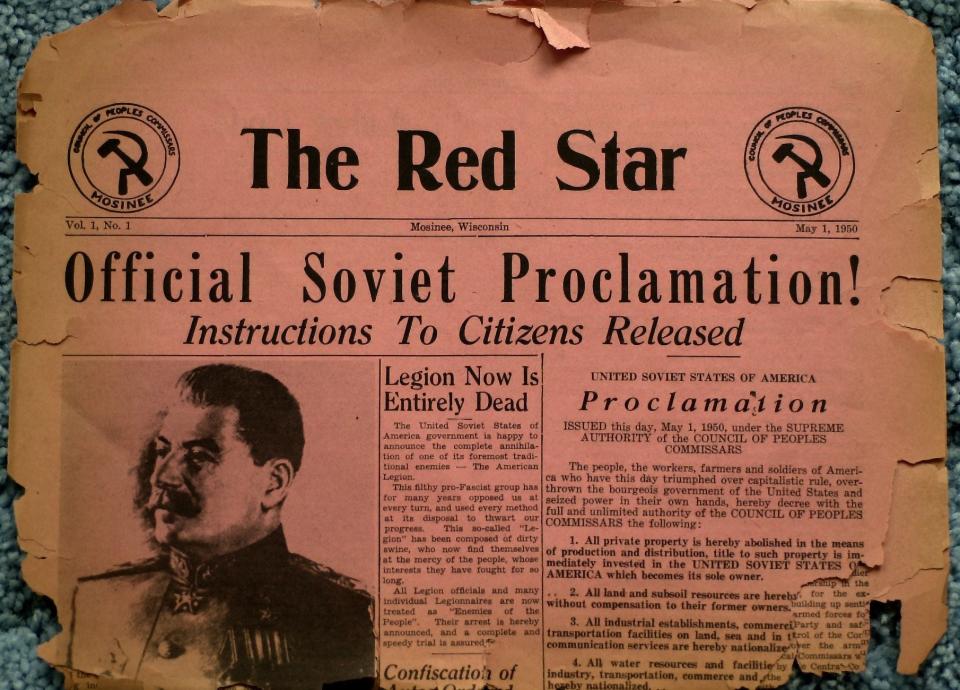 Part of the communist takeover of Mosinee in 1950 included the publishing of "The Red Star," which took place when mock communist occupiers took over The Mosinee Times.