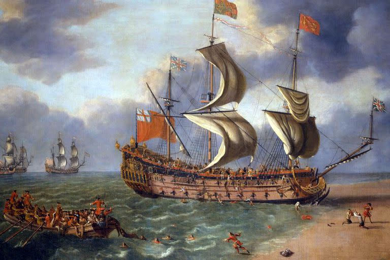 Los restos pertenecen a cuchillos ingleses que eran empleados frecuentemente por la marinería de la época, aproximadamente por los años del 1600. Imagen: hundimiento del Gloucester (1682)