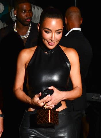 <p>LCD / SplashNews.com</p> Kim Kardashian was spotted leaving Bad Bunny's Gekko restaurant in Miami.