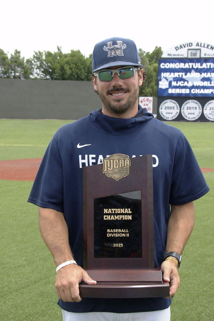 Heartland Community College head coach and IVC grad Chris Razo led his team to the NJCAA Div.-II World Series baseball championship in early June.