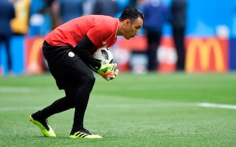 Costa Rica's goalkeeper Keylor Navas warms up before the Russia 2018 World Cup Group E football match between Brazil and Costa Rica at the Saint Petersburg Stadium in Saint Petersburg on June 22, 2018 - Credit: GABRIEL BOUYS/AFP/Getty Images