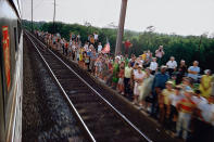 <p>Untitled from the series “RFK Funeral Train” 1968. (© Paul Fusco/Magnum Photos, courtesy of Danziger Gallery) </p>