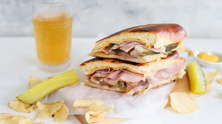 Cuban sandwich on table