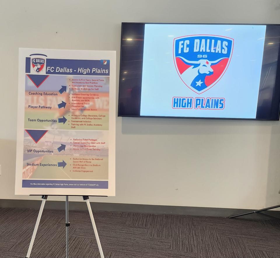 High Plains Drifters announces a new affiliated partnership with FC Dallas, creating new access for Texas Panhandle area soccer players to advance, during a Thursday afternoon conference held in the Hodgetown Fairly  Group Club.