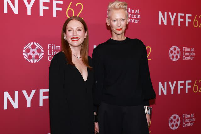 <p>Ammar Rowaid/Patrick McMullan via Getty</p> Julianne Moore and Tilda Swinton