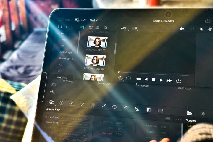 LUTs in DaVince Resolve app for video editing.