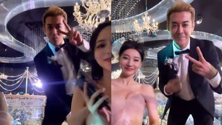 Zhu Fan vient de publier une vidéo de lui portant un costume et buvant du vin de mariage.  (Photo/Zhu Fangang Weibo)