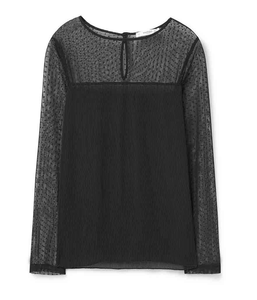 Mango Plumeti Panel Blouse