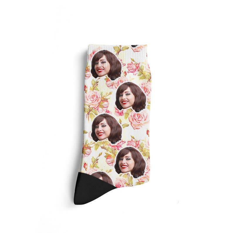 Floral Custom Face Socks