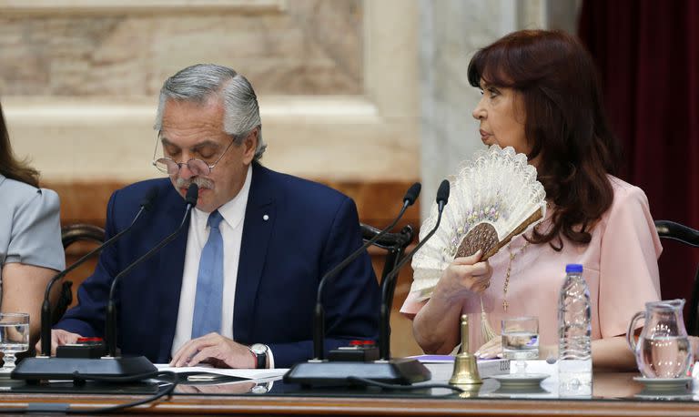 El presidente Alberto Fernández y la vicepresidenta Cristina Kirchner en la Asamblea Legislativa acontecida en el día de ayer en el Congreso Nacional