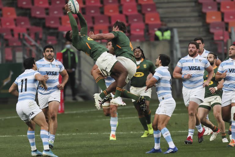 Sudáfrica durante el primer partido de Rugby Championship entre los Springboks de Sudáfrica y Argentina en el Estadio Nelson Mandela,