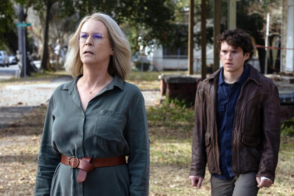 Jamie Lee Curtis and Rohan Campbell in Halloween Ends