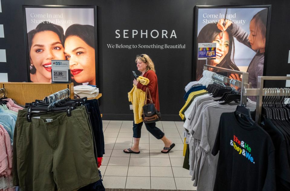 A customer heads to the check-out area at Kohl’s in Brookfield on Tuesday. In August, the Menomonee Falls-based retailer launched its in-store partnership with global beauty retailer Sephora. The Sephora shops stock about 1This is a smaller selection than typically found in a Sephora store.