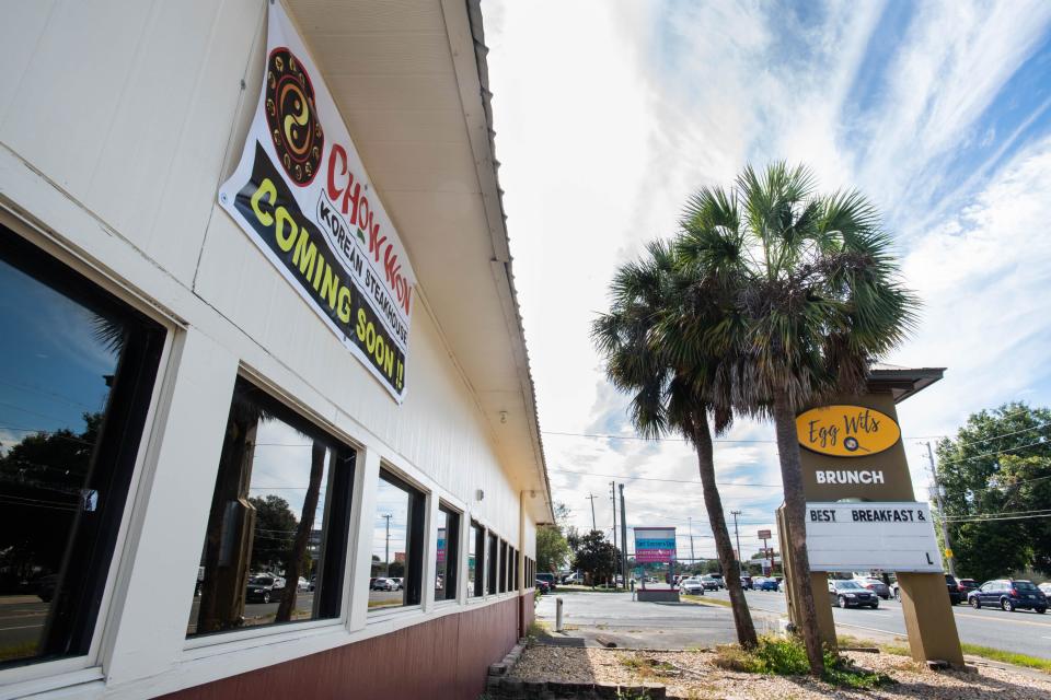 A sign announces the coming of the Chow Won Korean Steakhouse to the former location of Egg Wits at 505 Brent Lane in Pensacola on Tuesday, Oct. 4, 2022.