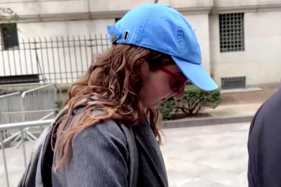 Former crypto hedge fund Alameda Research CEO Caroline Ellison arrives for the trial of former FTX Chief Executive Sam Bankman-Fried, who is facing fraud charges over the collapse of the bankrupt cryptocurrency exchange, at Federal Court in New York City, U.S., October 10, 2023 in this still image from video. Reuters TV via REUTERS