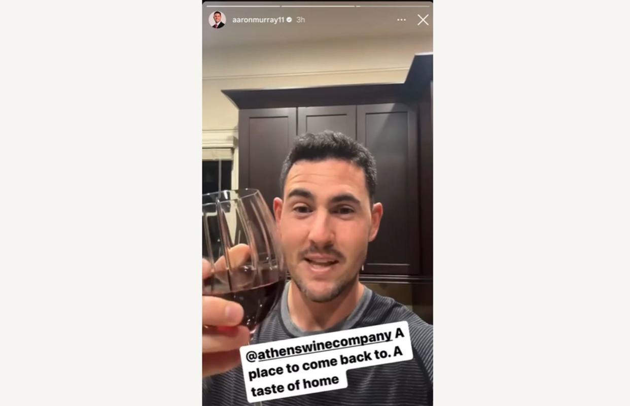 Former University of Georgia football quarterback Aaron Murray posted a taste test of a glass of Athens Wine Company's product via Instagram on Sunday, Apr. 14, 2024.