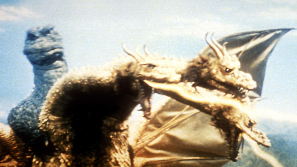 Godzilla and Ghidrah in DESTROY ALL MONSTERS, 1968
