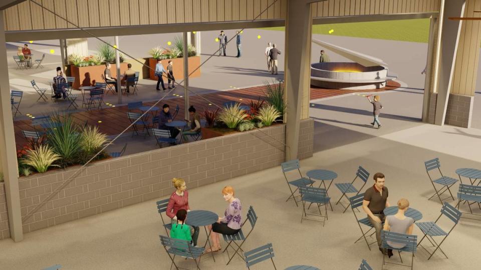 The Port of Kennewick awarded a contract to Goodman & Mehlenbacher Enterprises (Game) Inc. to convert a pair of old airplane hangars into a public courtyard with bathrooms at the southern entrance to Vista Field, its 103-acre mixed-use redevelopment project at Crosswind Boulevard and West Deschutes Avenue.