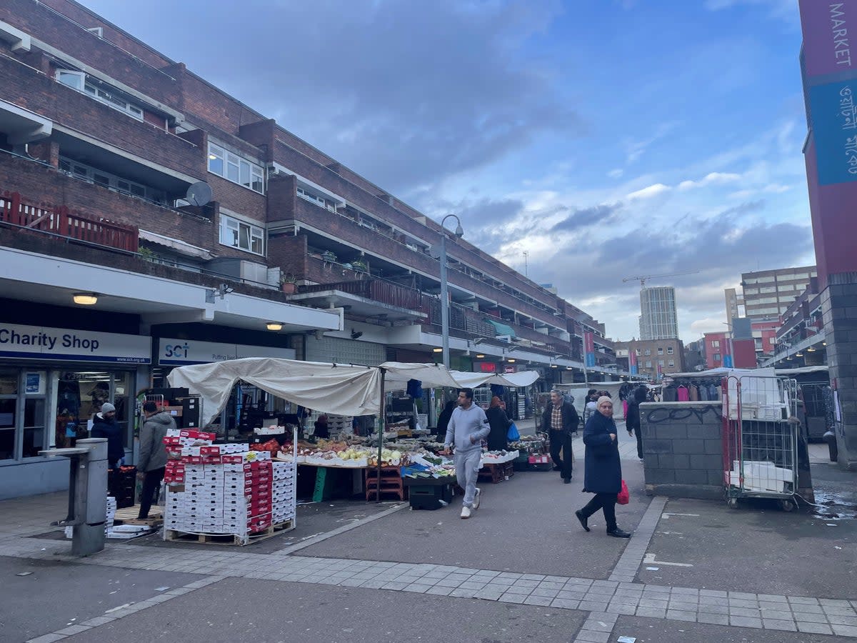 Watney Market in Shadwell, which had the third lowest median household income in Tower Hamlets in 2019, according to the Council (The Independent)