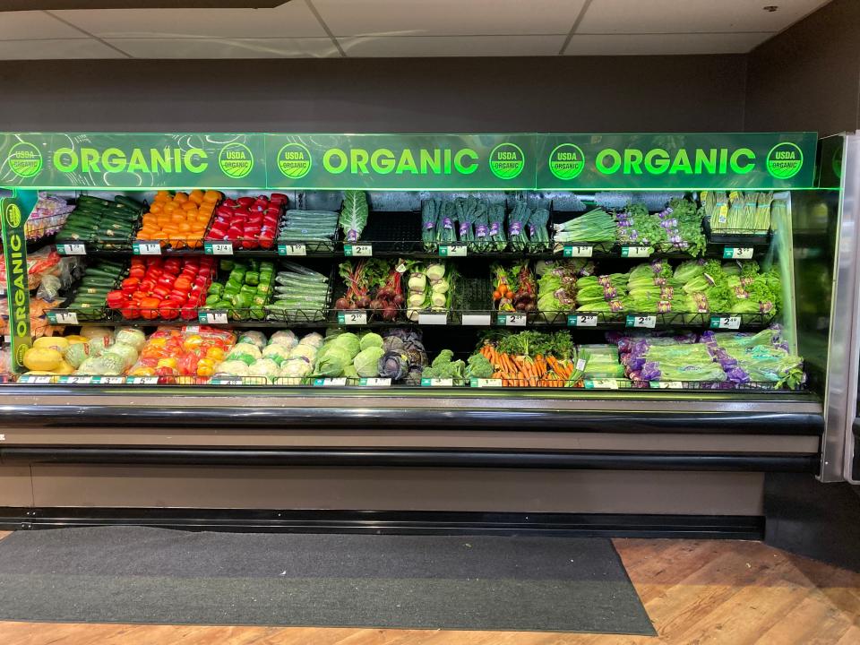 Organic vegetables for sale at Kroger.