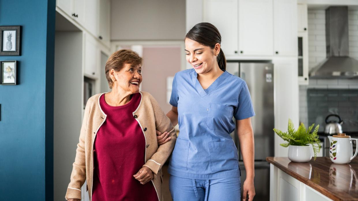 Woman with caregiver