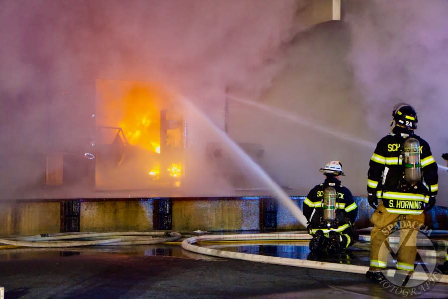 Crews battled the fire at Martin’s County Market for hours on Thursday morning, February 15, 2024. (Photo Courtesy: Zack Spadaccia)