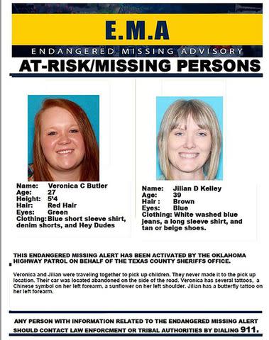 Missing poster for Veronica Butler and Jilian Kelley