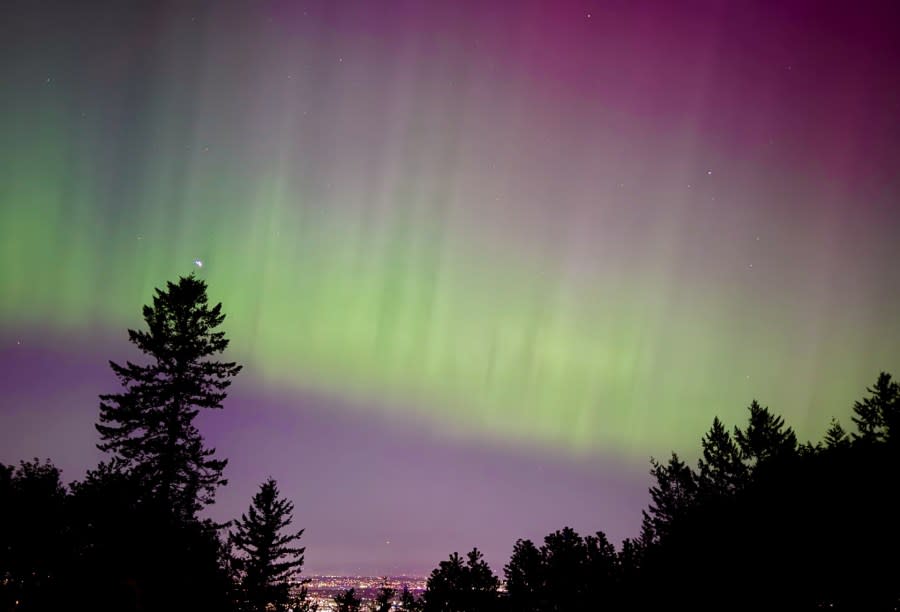 The Northern Lights from Council Crest in Portland, Oregon on May 11, 2024. (KOIN)