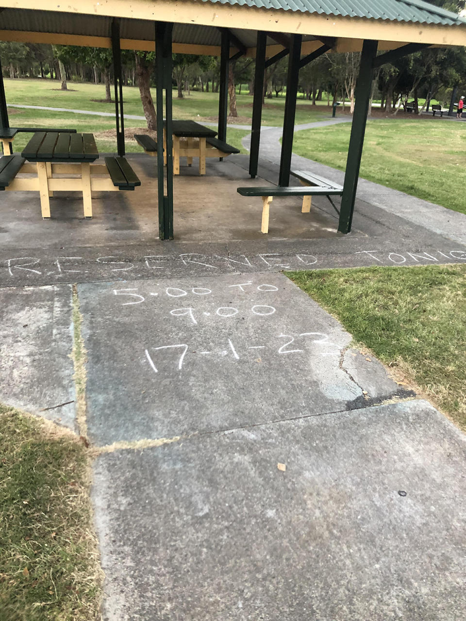 Reserved sign in chalk at Brisbane park