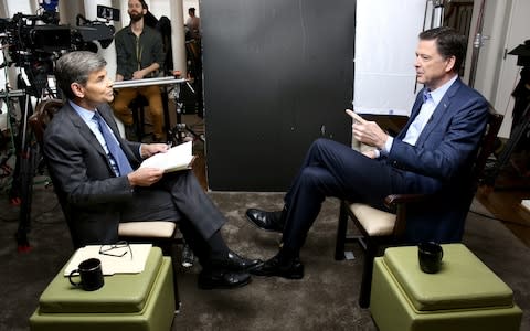 Mr Comey spoke to ABC's George Stephanopoulos - Credit: ABC News/Getty Images