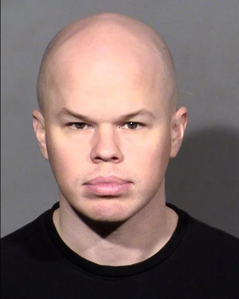 Las Vegas police booked Sam Brinton at a detention center on Wednesday.