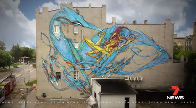 Mik Shida has painted graffiti murals around the world. Source: 7 News