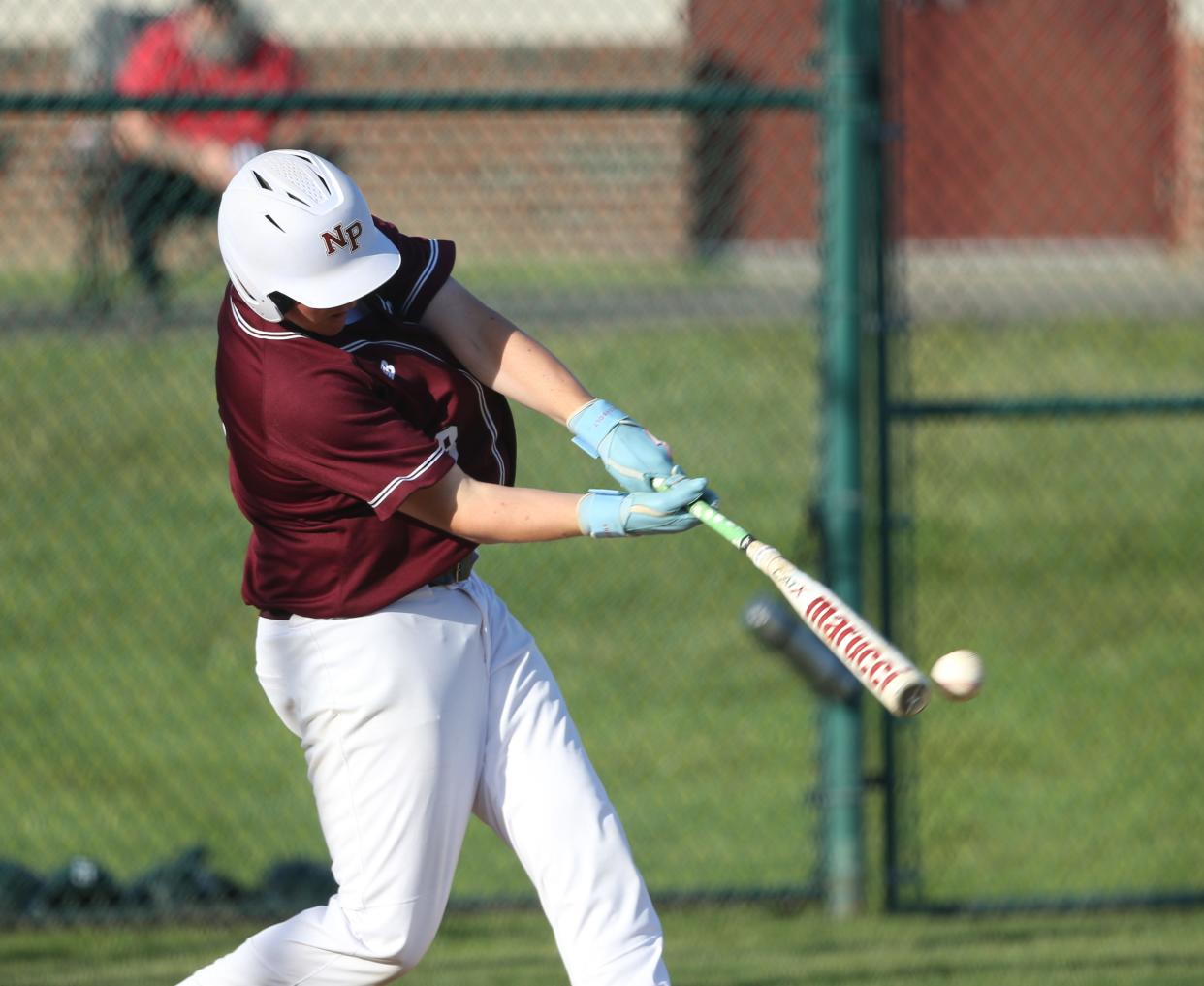 New Paltz's Brendan Rusnack at bat during a game versus Spackenkill on May 7, 2024.